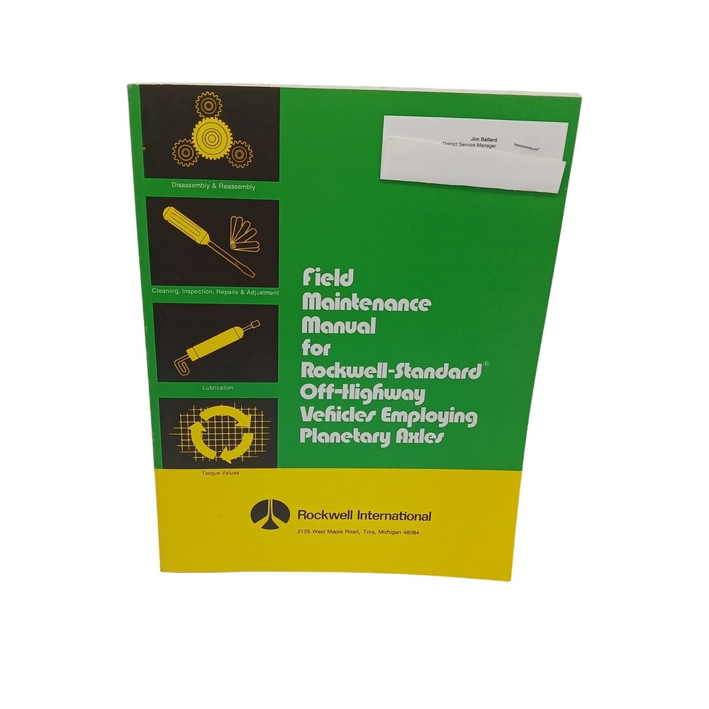 Rockwell Field Maintenance Manual Standard Off Highway Vehicles Planetary Axles